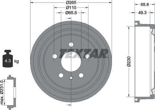 Textar 94048800 - Tamburo freno autozon.pro