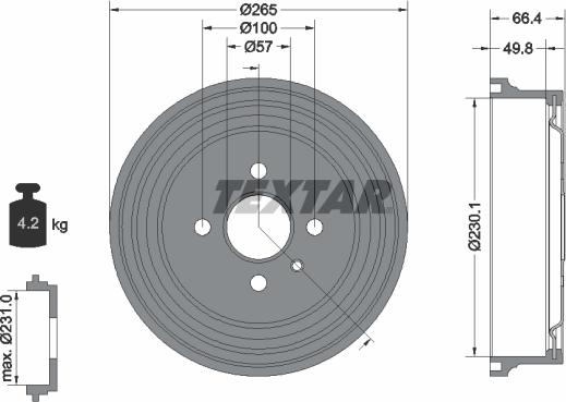 Textar 94048700 - Tamburo freno autozon.pro