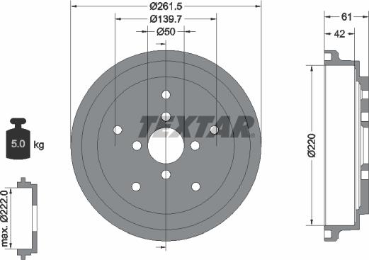 Textar 94043500 - Tamburo freno autozon.pro