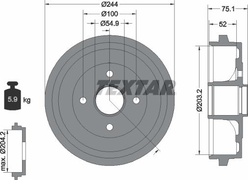 Textar 94043200 - Tamburo freno autozon.pro