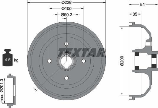 Textar 94042300 - Tamburo freno autozon.pro