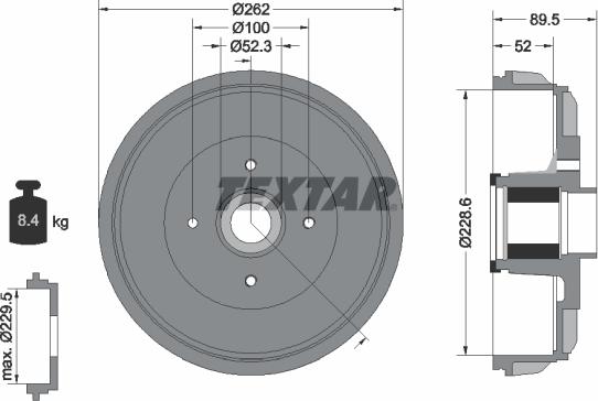 Textar 94047400 - Tamburo freno autozon.pro