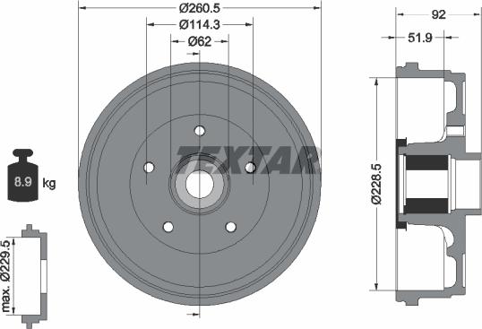 Textar 94047500 - Tamburo freno autozon.pro