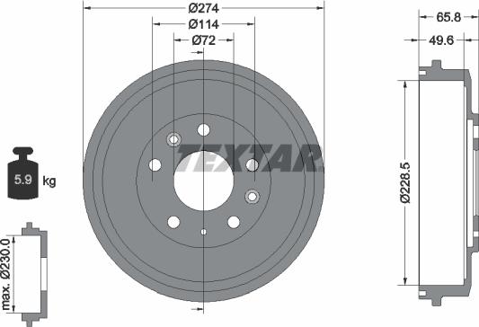 Textar 94047300 - Tamburo freno autozon.pro