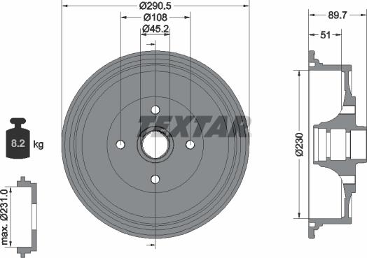 Textar 94009200 - Tamburo freno autozon.pro