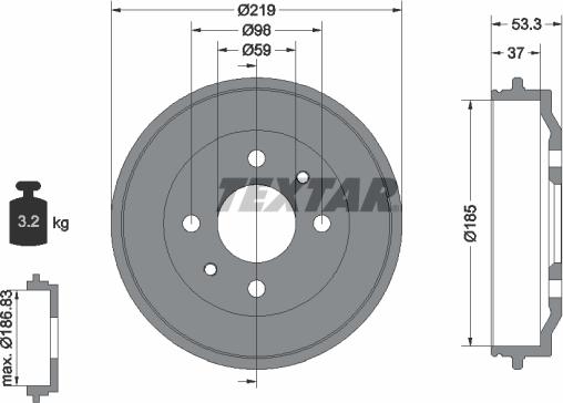 Textar 94006400 - Tamburo freno autozon.pro