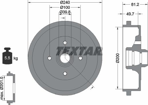 Textar 94006700 - Tamburo freno autozon.pro