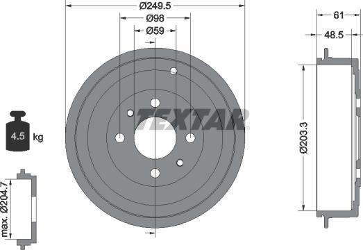 Textar 94019900 - Tamburo freno autozon.pro