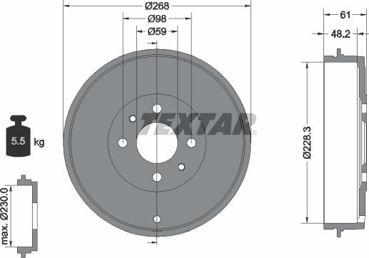 Textar 94014000 - Tamburo freno autozon.pro