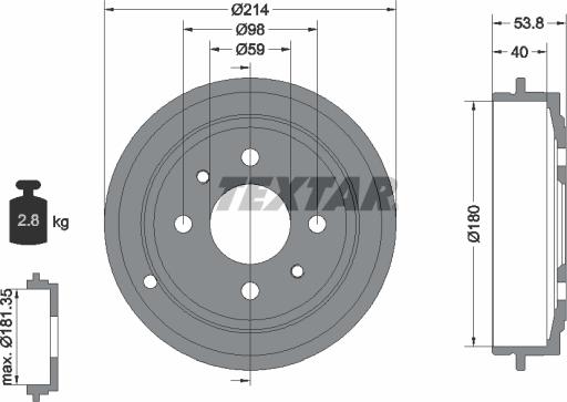 Textar 94014800 - Tamburo freno autozon.pro