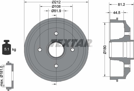 Textar 94014300 - Tamburo freno autozon.pro