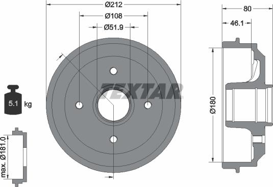 Textar 94014200 - Tamburo freno autozon.pro