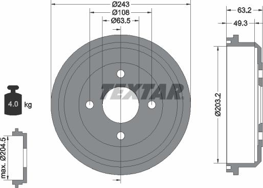 Textar 94015100 - Tamburo freno autozon.pro