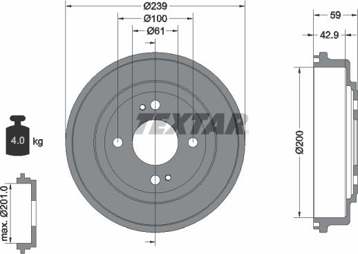 Textar 94015300 - Tamburo freno autozon.pro