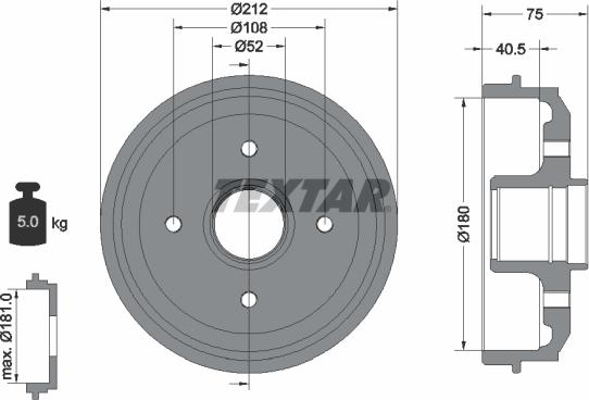 Textar 94016900 - Tamburo freno autozon.pro