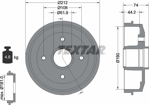 Textar 94011800 - Tamburo freno autozon.pro