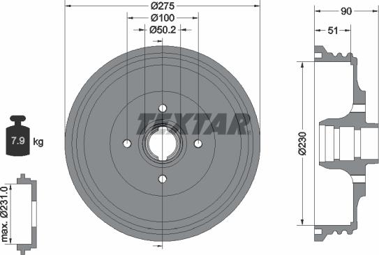 Textar 94018900 - Tamburo freno autozon.pro