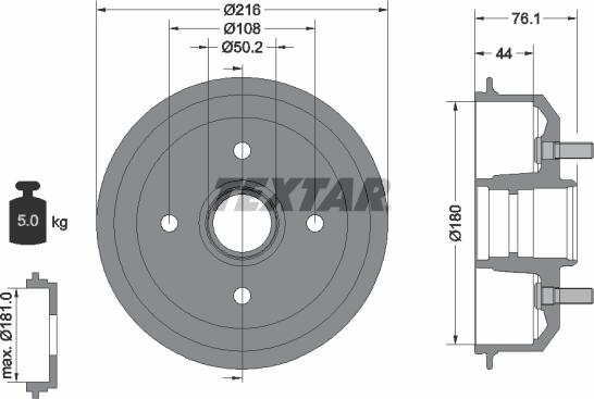 Textar 94018500 - Tamburo freno autozon.pro