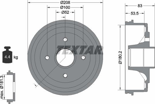 Textar 94013500 - Tamburo freno autozon.pro