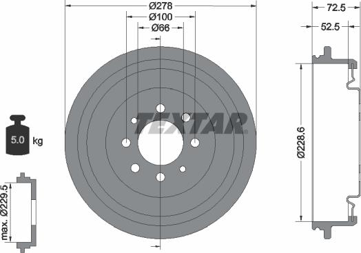 Textar 94013700 - Tamburo freno autozon.pro