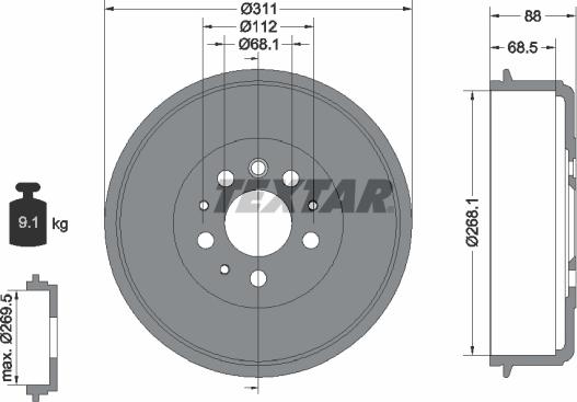 Textar 94012400 - Tamburo freno autozon.pro