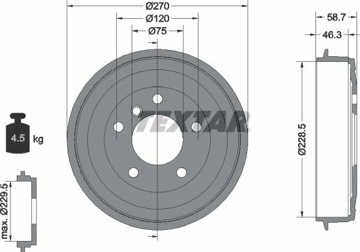 Textar 94012500 - Tamburo freno autozon.pro