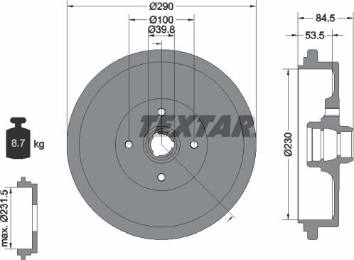 Textar 94012300 - Tamburo freno autozon.pro