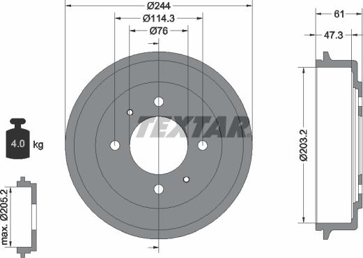 Textar 94034900 - Tamburo freno autozon.pro