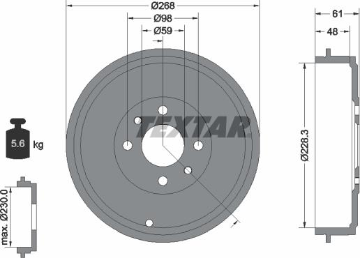 Textar 94034000 - Tamburo freno autozon.pro