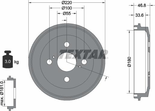 Textar 94036400 - Tamburo freno autozon.pro