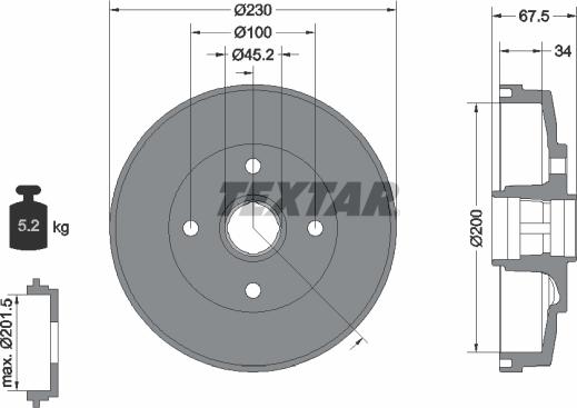 Textar 94036500 - Tamburo freno autozon.pro