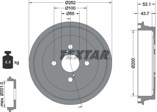 Textar 94036100 - Tamburo freno autozon.pro