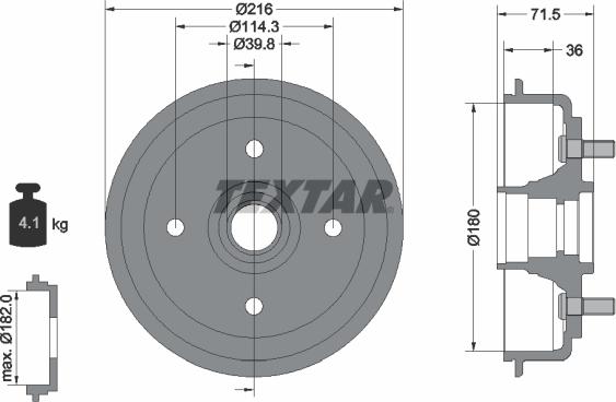 Textar 94030200 - Tamburo freno autozon.pro