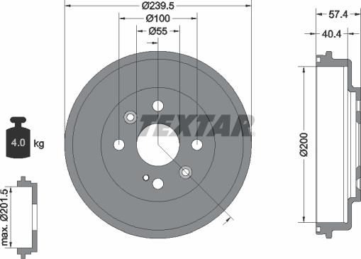 Textar 94038400 - Tamburo freno autozon.pro