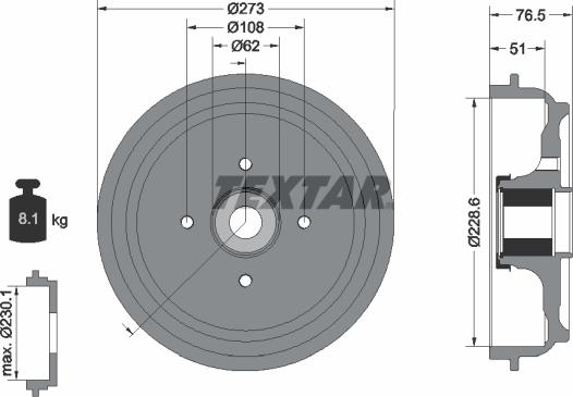 Textar 94037900 - Tamburo freno autozon.pro