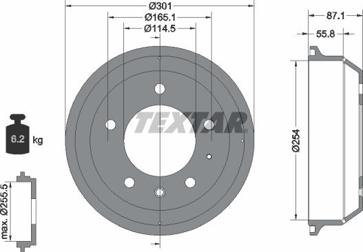 Textar 94037500 - Tamburo freno autozon.pro