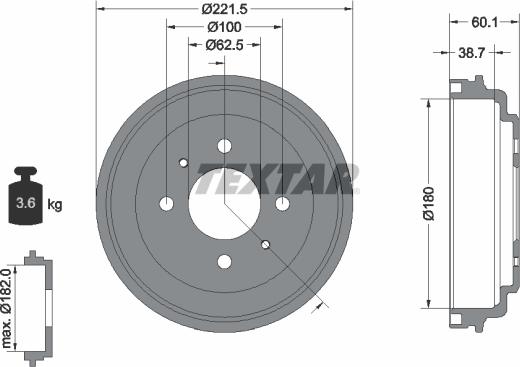 Textar 94037600 - Tamburo freno autozon.pro