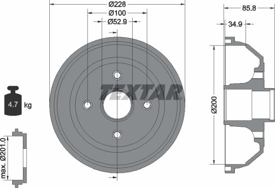 Textar 94024100 - Tamburo freno autozon.pro