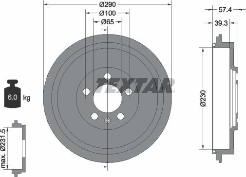 Textar 94024300 - Tamburo freno autozon.pro