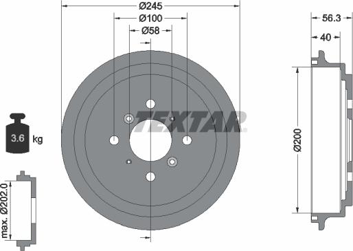 Textar 94026300 - Tamburo freno autozon.pro