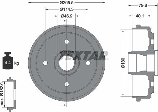 Textar 94026200 - Tamburo freno autozon.pro