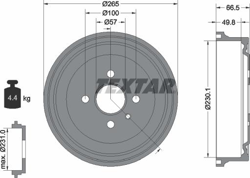 Textar 94020300 - Tamburo freno autozon.pro