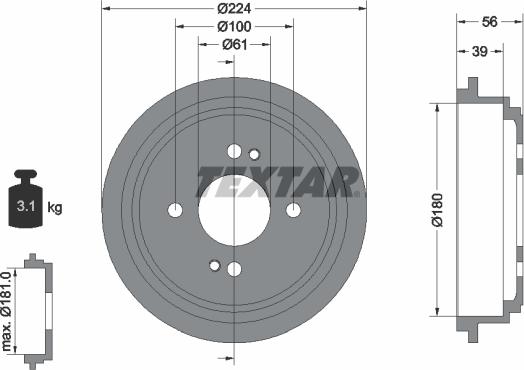 Textar 94028000 - Tamburo freno autozon.pro