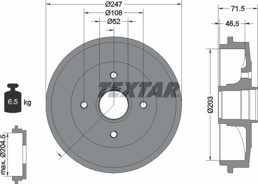 Textar 94028200 - Tamburo freno autozon.pro