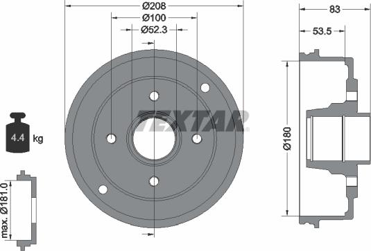 Textar 94023600 - Tamburo freno autozon.pro