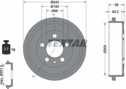 Textar 94023800 - Tamburo freno autozon.pro