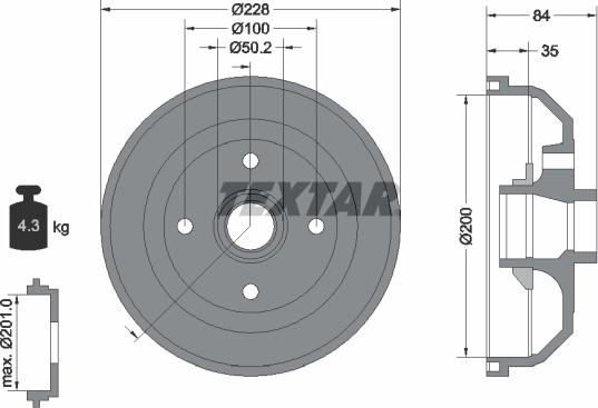 Textar 94022300 - Tamburo freno autozon.pro