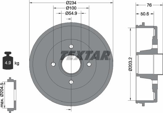 Textar 94027100 - Tamburo freno autozon.pro