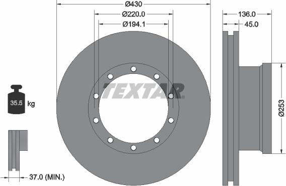 Textar 93101200 - Discofreno autozon.pro