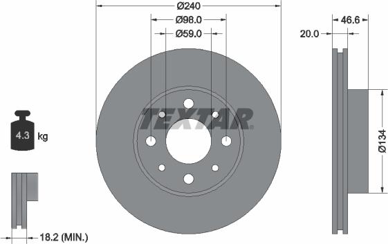 Textar 92090300 - Discofreno autozon.pro